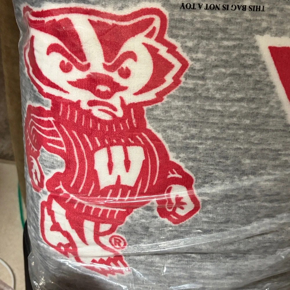Pink Victoria’s Secret University of Wisconsin Sherpa blanket new - Picture 2 of 3